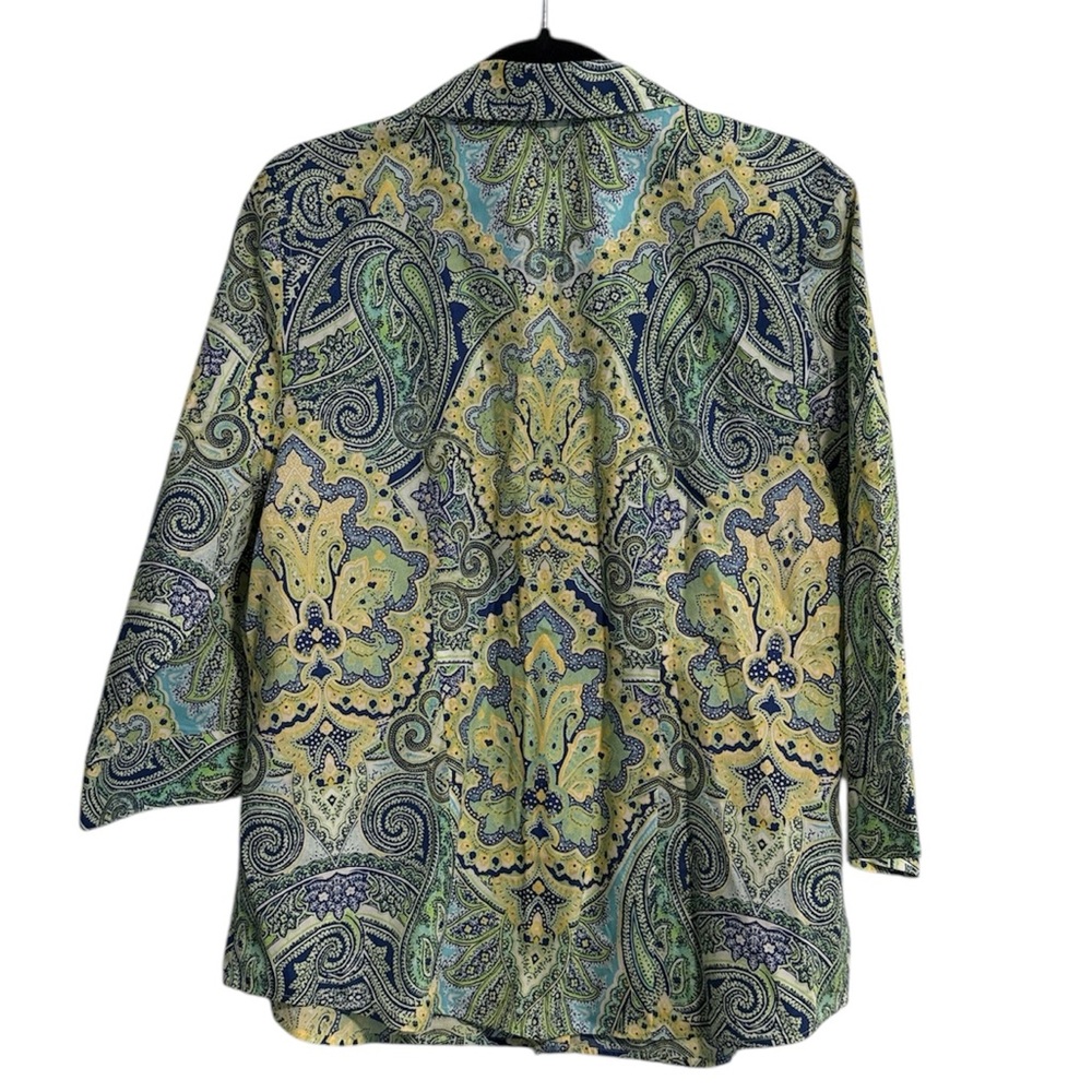 Chico’s 100% Cotton Patterned Button Down Top - image 5